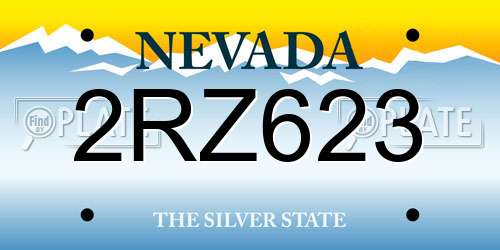 2RZ623 Nevada License Plate