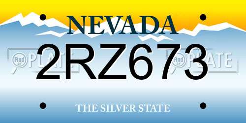 2RZ673 Nevada License Plate