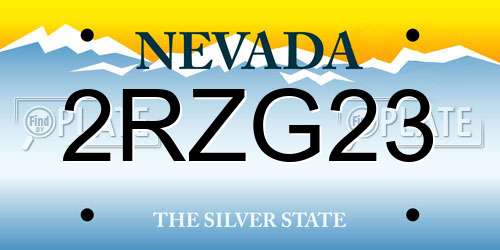 2RZG23 Nevada License Plate