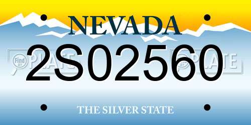 2S02560 Nevada License Plate