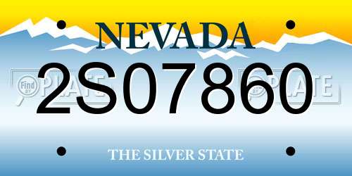 2S07860 Nevada License Plate
