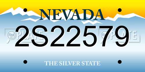 2S22579 Nevada License Plate
