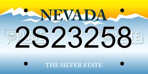 2S23258 Nevada License Plate