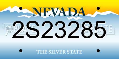 2S23285 Nevada License Plate