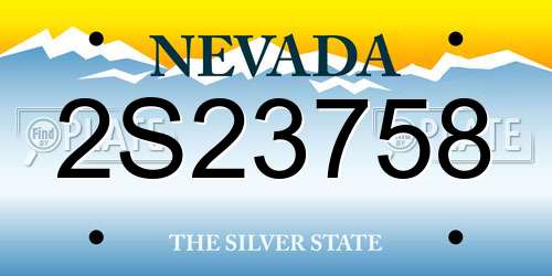 2S23758 Nevada License Plate