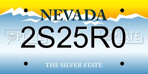 2S25R0 Nevada License Plate