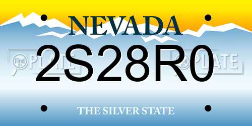 2S28R0 Nevada License Plate