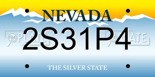2S31P4 Nevada License Plate