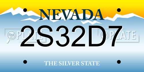 2S32D7 Nevada License Plate