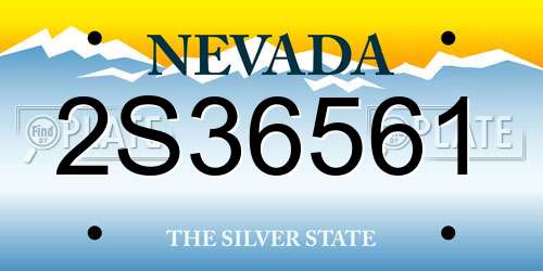2S36561 Nevada License Plate