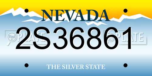 2S36861 Nevada License Plate
