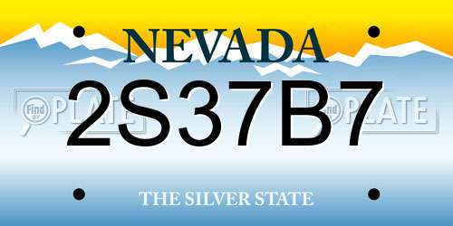2S37B7 Nevada License Plate