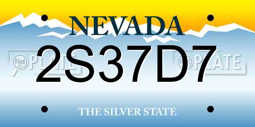 2S37D7 Nevada License Plate