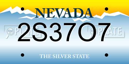 2S37O7 Nevada License Plate