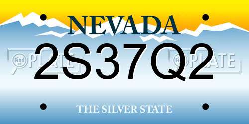 2S37Q2 Nevada License Plate