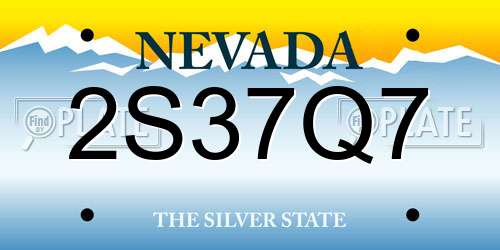 2S37Q7 Nevada License Plate