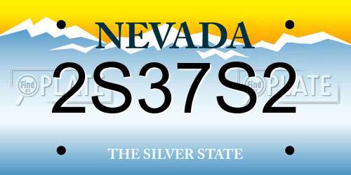 2S37S2 Nevada License Plate