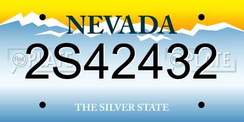 2S42432 Nevada License Plate