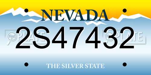 2S47432 Nevada License Plate