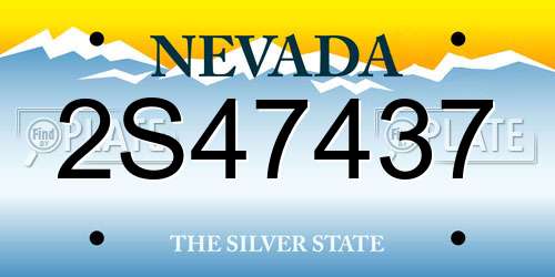 2S47437 Nevada License Plate