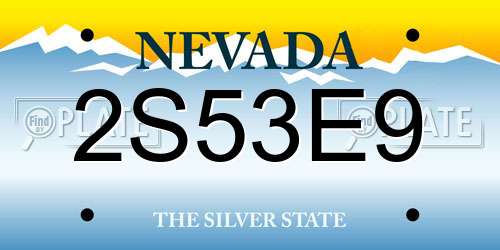 2S53E9 Nevada License Plate