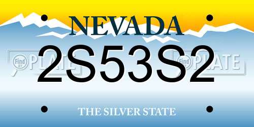 2S53S2 Nevada License Plate