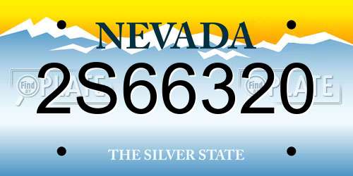 2S66320 Nevada License Plate