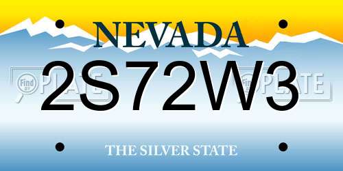 2S72W3 Nevada License Plate