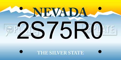 2S75R0 Nevada License Plate