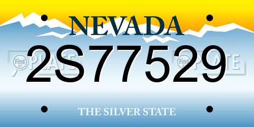 2S77529 Nevada License Plate