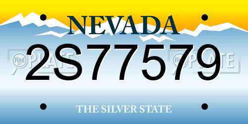 2S77579 Nevada License Plate