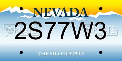 2S77W3 Nevada License Plate