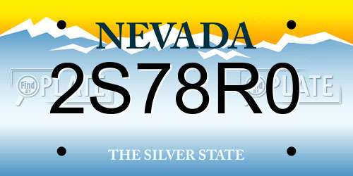 2S78R0 Nevada License Plate