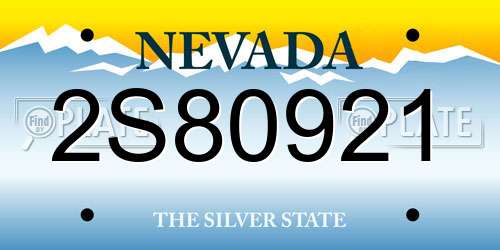 2S80921 Nevada License Plate