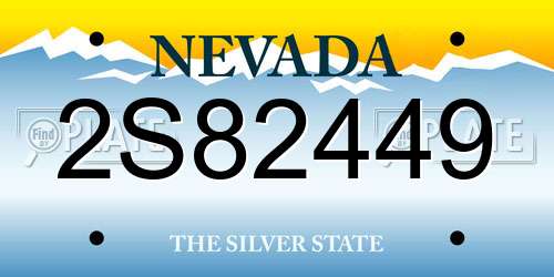 2S82449 Nevada License Plate