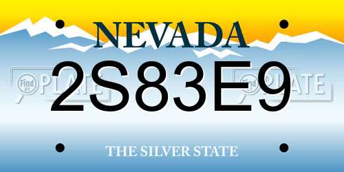 2S83E9 Nevada License Plate