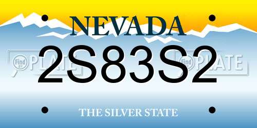 2S83S2 Nevada License Plate