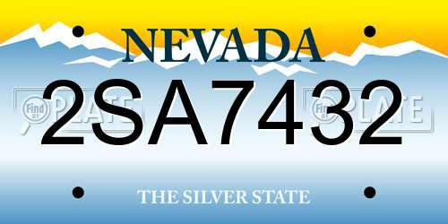 2SA7432 Nevada License Plate