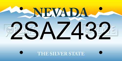 2SAZ432 Nevada License Plate