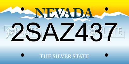 2SAZ437 Nevada License Plate