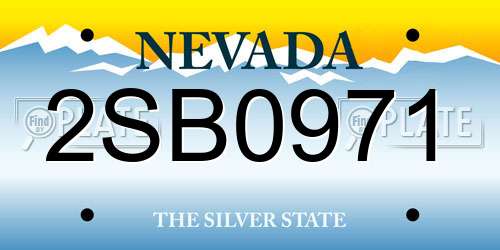 2SB0971 Nevada License Plate