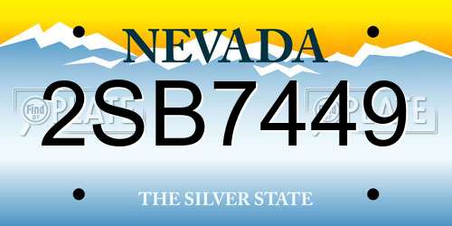 2SB7449 Nevada License Plate