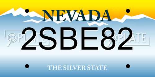 2SBE82 Nevada License Plate