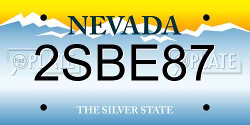 2SBE87 Nevada License Plate