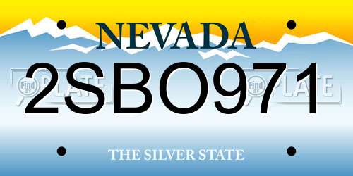 2SBO971 Nevada License Plate