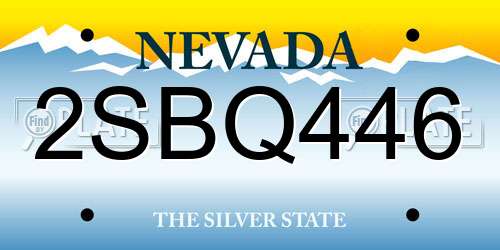 2SBQ446 Nevada License Plate