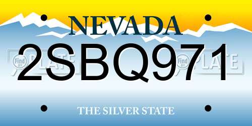 2SBQ971 Nevada License Plate