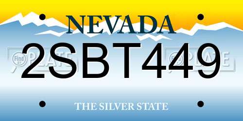 2SBT449 Nevada License Plate