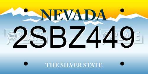 2SBZ449 Nevada License Plate