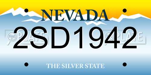 2SD1942 Nevada License Plate